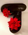 Flip Flops, Zehentrenner, Plateau, 39, schwarz mit Blume Rot, Blüte * Neu