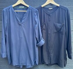 2 Blusen / Hemd / Longbluse CECIL blau Gr.L & STREET ONE schwarz Gr.42