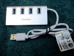 "Silver Crest"  USB HUB, 4X USB 3.0, Tischgerät, Alu
