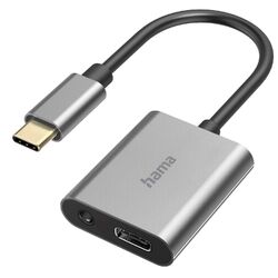 Hama 2in1 Audio-Adapter USB-C auf 3,5mm Klinke AUX + Ladebuchse Strom Smartphone
