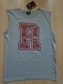 ROUTE 66 Herren Tank-Top Muskelshirt Ärmellos Hellgrau-Bordeaux Logo druck Gr.M 