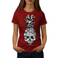 Wellcoda Damen-T-Shirt Gesicht Kopf Ananasschädel, lässiges Design bedrucktes T-Shirt