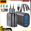 48W USB Mehrfachstecker 4fach Mehrfach Schnellladegerät Netzteil Adapter QC 3.0