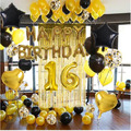 Geburtstag Deko Gold Set - Happy Birthday Folien Luftballons Konfetti Ballons