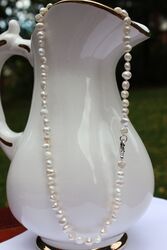 50 cm BR1 Echt Süßwasser Zucht Perle Schmuck Perlenkette Halskette Kette Collier