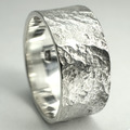 Ring Silber 925 Silberring 925 Damen breit Handarbeit 9mm steinig gehämmert