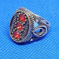 Biker Vintage Top königlicher Herrenring massiv Sterlingsilber 925 rot...