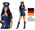 C24 - Damen Polizei Kostüm Polizistin Blau mit Mütze Kleid Fasching Karneval