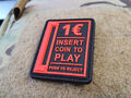 JTG Insert Coin to Play Patch, fire-red on black, JTG 3D Rubber Patch