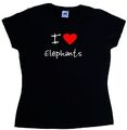 Damen-T-Shirt I Love Heart Elephants