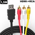 HDMI zu 3RCA Scart Audio Video AV Kabel Full HD Konverter Adapter Male 1,5 M