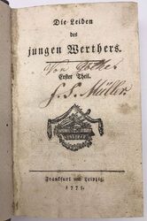 GOETHE: Die Leiden des jungen Werthers. 1. Nachdruck der Erstausgabe 1775 SELTEN