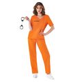 Sträfling Kostüm Damen Häftling Orange Gefängnis Overall Karneval Verkleidung