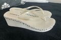 Hochzeit Flip-Flops weiß mit Strass und Steinchen Gr. 37 O'Neil Zehtrenner