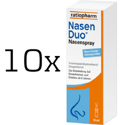 10x NasenDuo Nasenspray ratiopharm für Erwachsene 10 ml, PZN 12521543