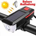 Solar LED Fahrradlicht Scheinwerferlicht Rechargeable mit Horn Fahrradlampe DE