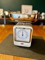 Wesco Retro Küchenwaage mit Uhr Beige/Crema /Silber Küchenuhr Edelstahl Vintage