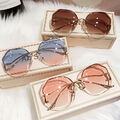 Mode Tee Gradient Sonnenbrille Damen Schnitt Abgeschnitten Randlose Linse UV400