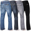 APT Herren Bootcut Jeans breites Bein ausgestellt Denim Hose Freizeit Arbeitshose UK Größen