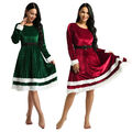 YiZYiF Damen Weihnachten Kleid Mrs. Santa Claus Kostüm Samt Weihnachtskostüm