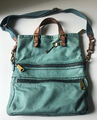 FOSSIL Damen Handtasche Big Bag Rarität Echt Leder Blau/ Türkis 38 x 42 x 5 cm