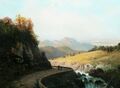 Alfred Godchaux französische öl gemälde bild Landschaft Berg Pyrenäen Öl Alpen -