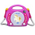 Bobby Joey Kinder  CD-Player mit 2 Mikrofonen zum Mitsingen MP3, SD, USB pink