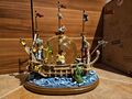 DISNEY PETER PAN CAPTAINHOOK PIRATENSCHIFFSCHNEEKUGEL MIT SPIELUHR