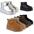 Damen Warm Gefütterte Plateau Boots Profil-Sohle Winter 840609 Schuhe
