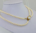 Vintage Doppelreihige Perlenkette - mit Vergoldetem Verschluß