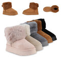 Damen Warm Gefütterte Winter Boots Kunstfell Bequem Plateau-Schuhe 840663