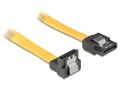 SATA Kabel extra kurz Stecker abgewinkelt unten auf gerade gelb 10cm 6GB/s