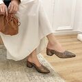 Slingback Blockabsatz Pantoletten Sandalen Hausschuhe Größe 34-48 Damen lässige spitze Zehenpartie