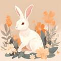 Kaninchen und Blumen im Retro-Stil. Vektorillustration für Ihr Design (213064711