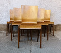 6x Designer Stapelstühle Esszimmerstuhl Stuhl Vintage Schichtholz 60er Stühle