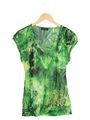 Apanage Damen Bluse Gr. 42 Grün Tropisches Muster Acetat