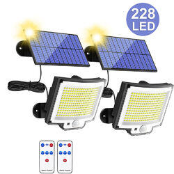 228LED Solarleuchte mit Bewegungsmelder Außen Lampe Fluter Sensor Strahler Licht