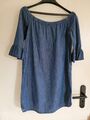 Tunika Kleid schulterfrei Offshoulder Jeans Optik blau Gr. S M 38