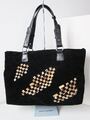 NEU David Jones Tasche schwarz Velour  animal Print Leo Zebra wild Shopper black