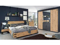 Schlafzimmer Set 180x200 Nevada 4tlg Eiche Artisan grau metallic Bett Schrank