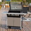 Royal Gourmet 4+1 Edelstahlbrenner Gasgrill Grillwagen mit Unterschrank Silber