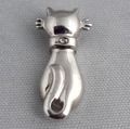 925 Silber Katze Anhänger mit echtem Diamant Kragen 2 cm lang 1,8g Charm
