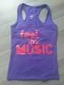 Zumba Sportshirt Trägershirt Lila Violett Gr. S 36 Feel The Music