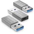 3x USB3.1 Adapter Stecker ALU USB-C Ladeadapter Konverter USB A auf USB C Buchse