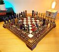 Schachset Kreuzfahrer Schachfiguren handbemalt Massivholz Schachbrett, Geschenkidee