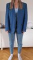 Leinen Vintage Boyfriend oversize Blazer Jacke unisex 40 blau Jacket C&A Büro