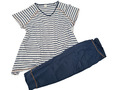 Harmony Schlafanzug 2-teilig Pyjama Kurzarm blau weiß (3 724) NEU
