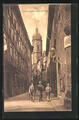 Jena, Rathausgasse mit Stadtkirche, Ansichtskarte 1913 