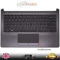 Kompatibel für HP 14-DK0001NG Handauflage Abdeckung Touchpad UK Layout Tastatur schwarz