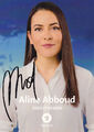 Aline ABBOUD, dt. TV-Nachrichtensprecherin, ARD, Tagesthemen, Original-Autogramm